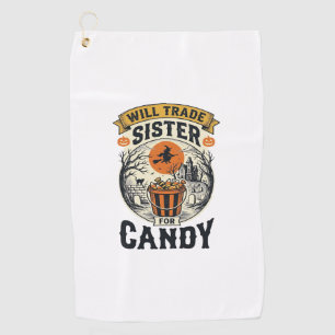 Serviette De Golf Sœur d'Halloween échangera contre des bonbons Vint