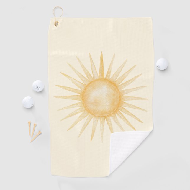 Serviette De Golf Soleil Jaune Orange (En situation)
