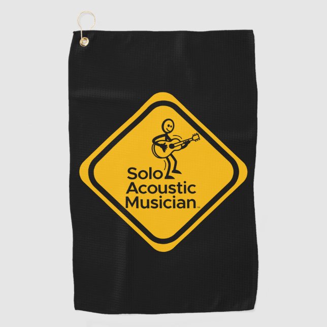 Serviette De Golf Solo Musicien Acoustique Golf Serviette jaune Logo (Devant)