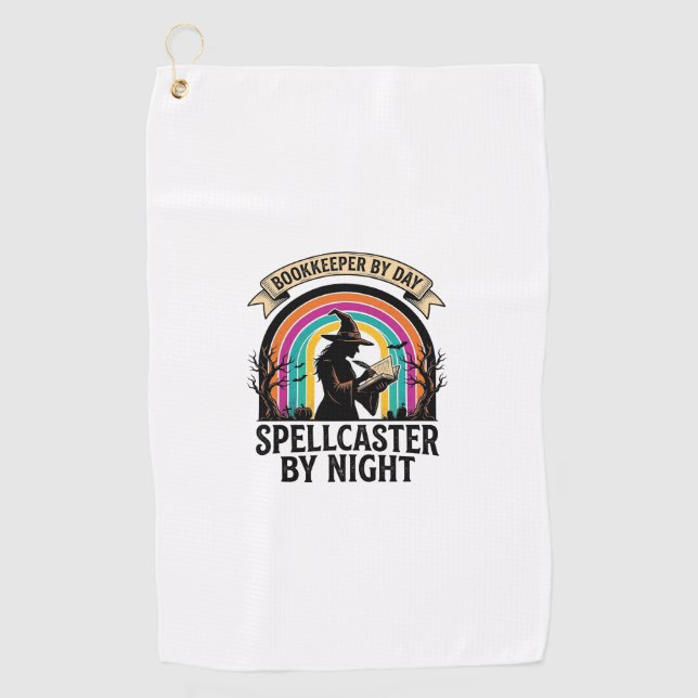 Serviette De Golf Sorcière Comptable Rétro Halloween Comptabilité De (Devant)