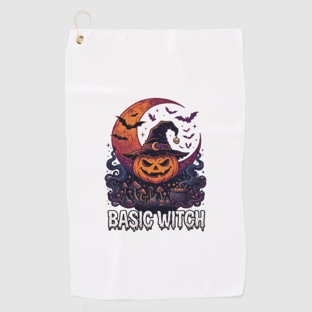 Serviette De Golf Sorcière de base Halloween Citrouille Croissant de (Devant)