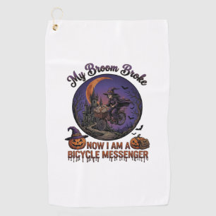 Serviette De Golf Sorcière de messager de vélo brisé balai Halloween