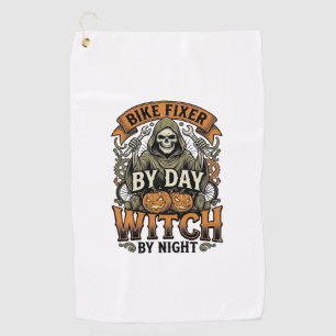 Serviette De Golf Sorcière de réparation de vélo vintage Halloween m