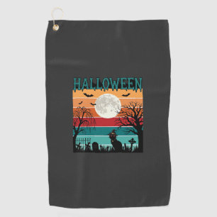 Serviette De Golf Sorcière d'Halloween Chat Toile d'Araignée Lune Ci