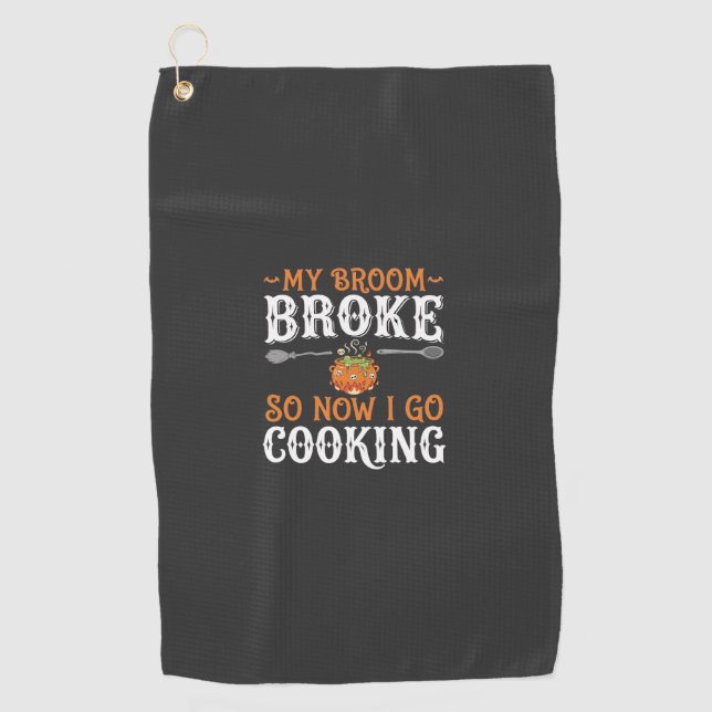Serviette De Golf Sorcière d'Halloween Cuisine Balai Cassé Conceptio (Devant)