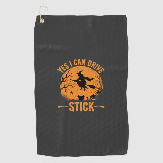 Serviette De Golf Sorcière d'Halloween Drive Stick Graphique_1 (Devant)
