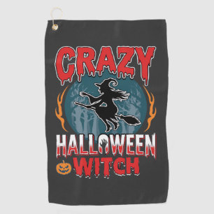Serviette De Golf Sorcière d'Halloween folle balai volant design d'h