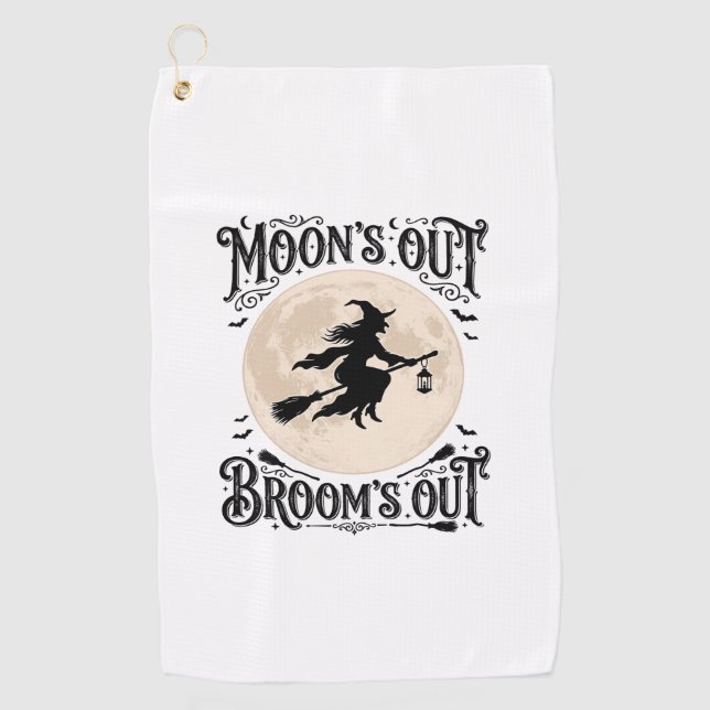 Serviette De Golf Sorcière Halloween Lunes Dehors Balais Dehors (Devant)