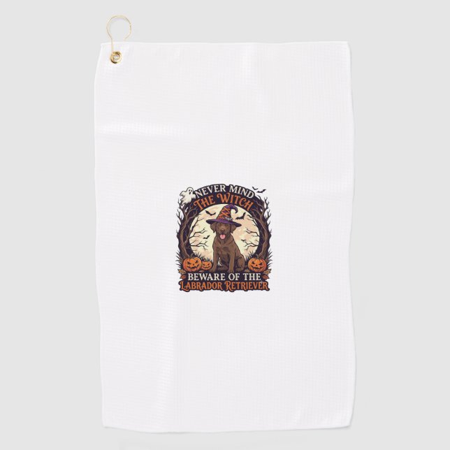 Serviette De Golf Sorcière Peu Importe Attention Labrador Retriever  (Devant)