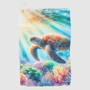Serviette De Golf Sous la tortue de mer