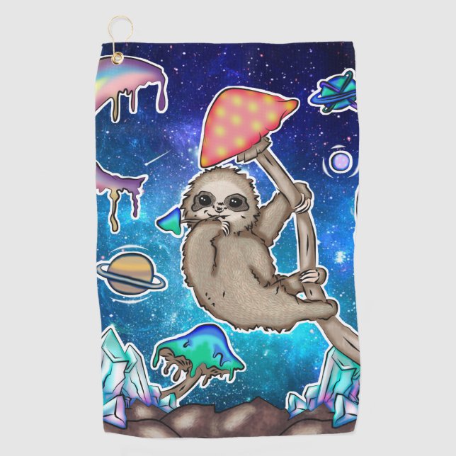 Serviette De Golf Space Galaxy Sloth Cosmic Champignons Bizarre Crys (Devant)