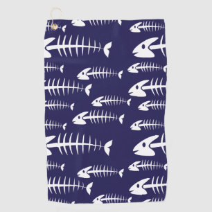 Serviette De Golf Squelette de poisson mort Os blancs Humour de pêch