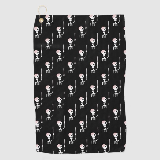 Serviette De Golf squelette d'Halloween avec une épée  (Devant)