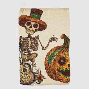 Serviette De Golf Squelette vintage/Jour Citrouille des morts