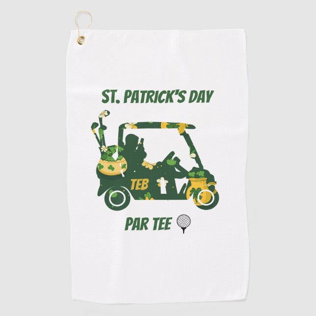Serviette De Golf St. Patrick's Day Golf Par Tee Monogramed (Devant)