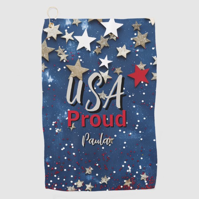 Serviette De Golf Star Spanged USA Fière (Devant)