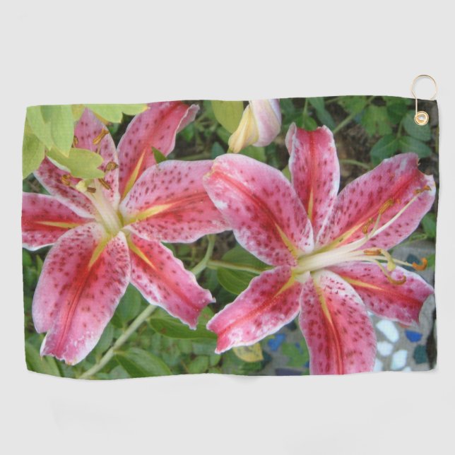Serviette De Golf Stargazer Lilies Garden Floral (Horizontal)