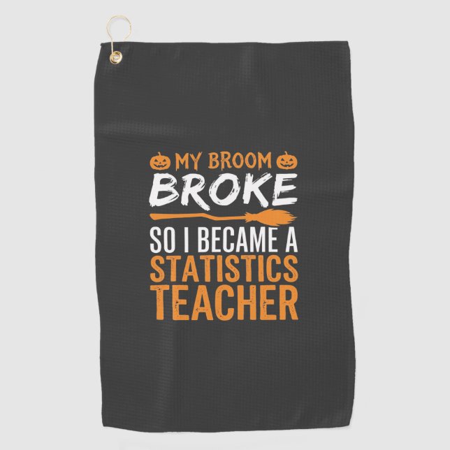 Serviette De Golf Statistiques drôles d'Halloween Professeur Balai D (Devant)