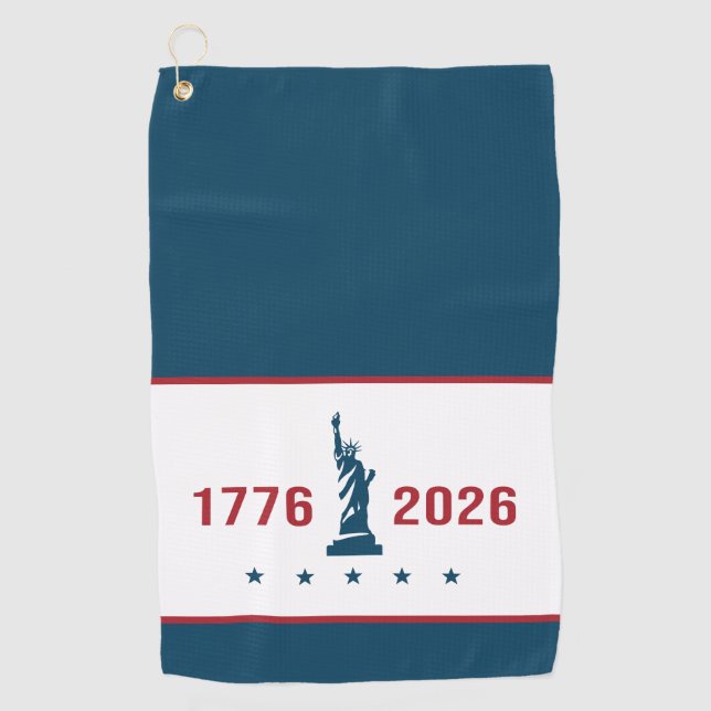Serviette De Golf Statue de la Liberté Rouge Blanc & Bleu 1776 2026 (Devant)