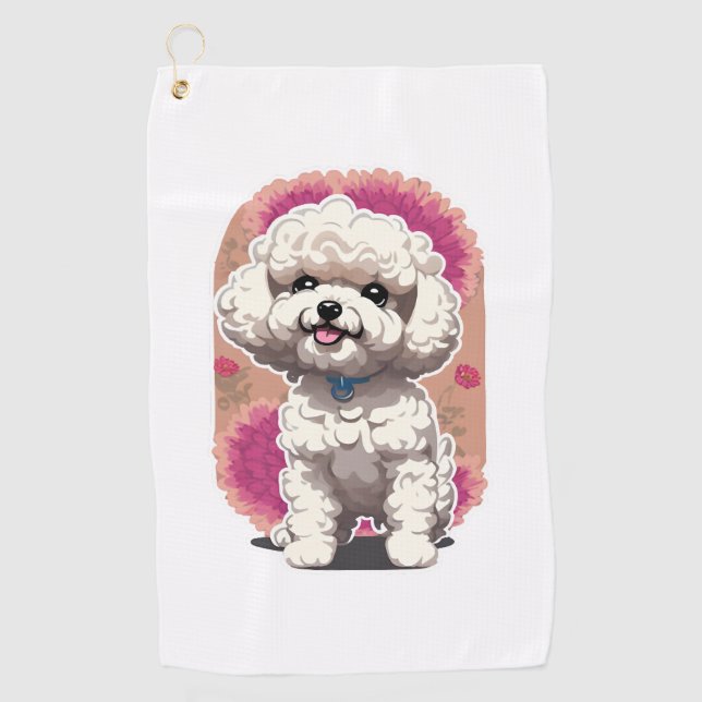 Serviette De Golf Sticker Hilarious Bichon Frise de race (Devant)