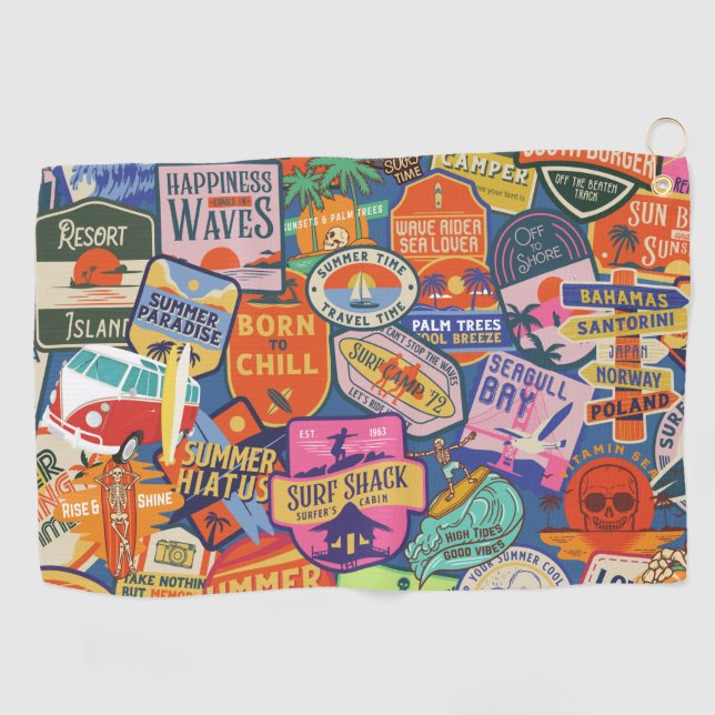 Serviette De Golf Stickers de surf (Horizontal)
