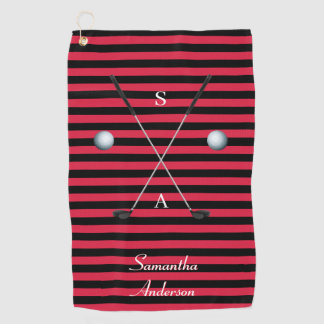 Serviette De Golf Stripes Elégant Black Clubs Fantastic Cadeau Fab