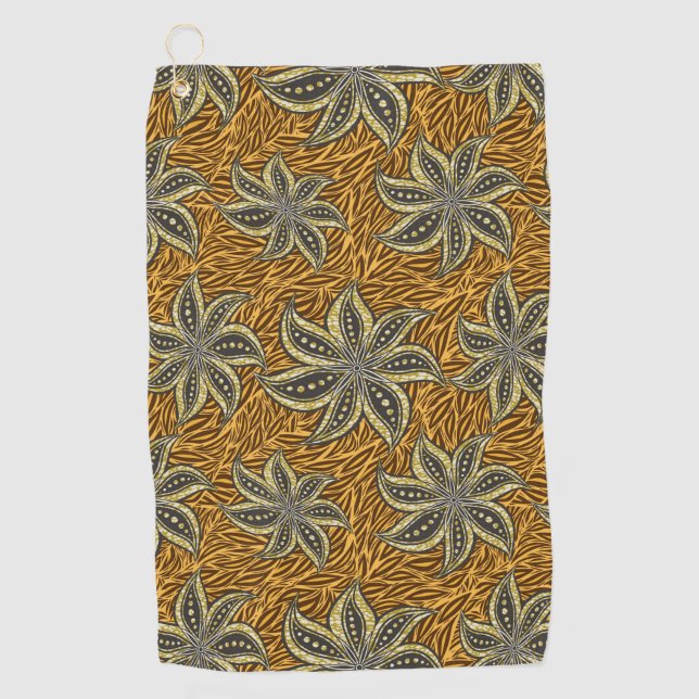 Serviette De Golf Style Batik Floral Abstrait africain (Devant)