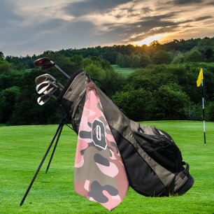 Serviette De Golf Style moderne rose & camouflage vert, Personnalise