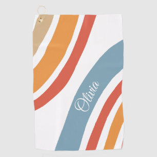 Serviette De Golf Style rétro coloré design arc-en-ciel