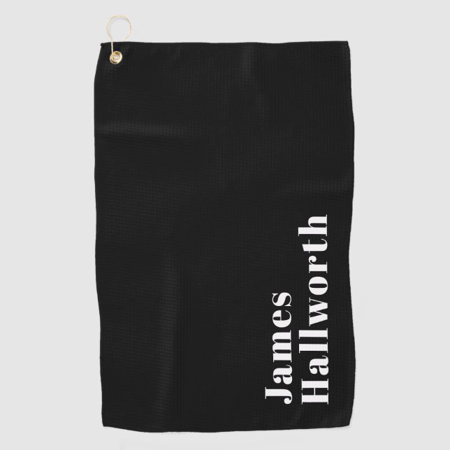 Serviette De Golf Stylish Editable Retro Modern Name (ou autre texte (Devant)