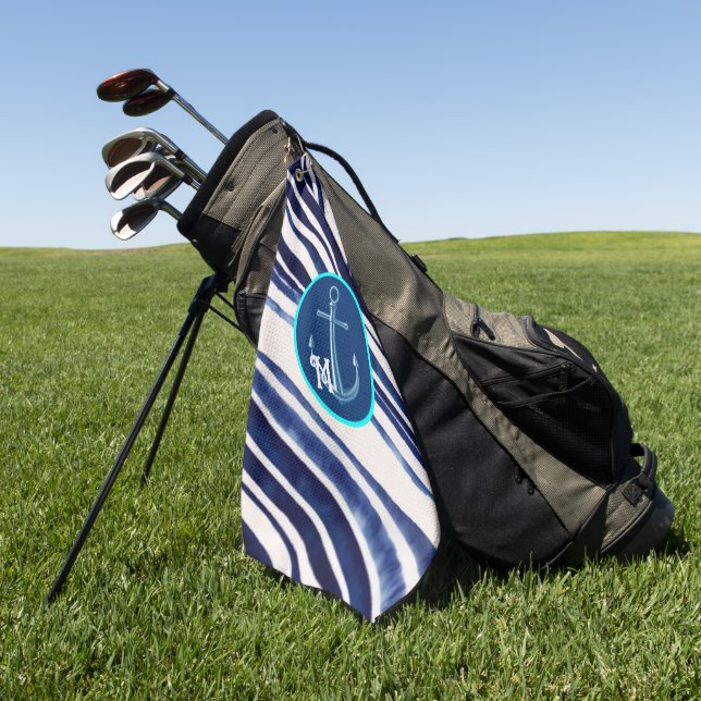 Serviette De Golf Summer Navy Blue Boat Populaire Stripes Collection (Vert)