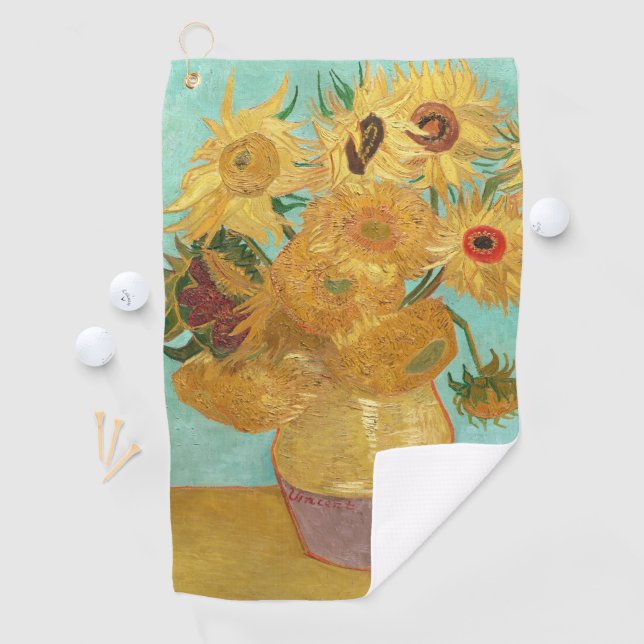 Serviette De Golf Sunflowers Vincent van Gogh (En situation)