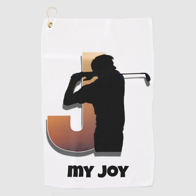 Serviette De Golf Sunset Swing Golf Towel – Letter J Design (Devant)