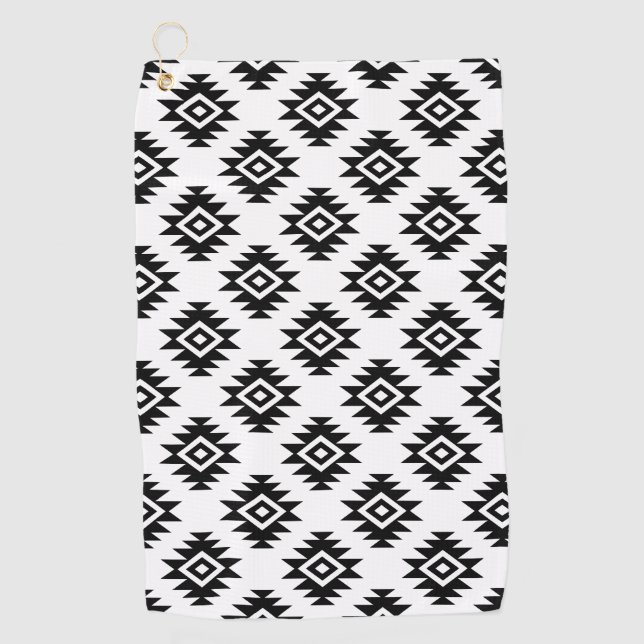 Serviette De Golf Symbole BW Aztec sur Motif blanc (Devant)