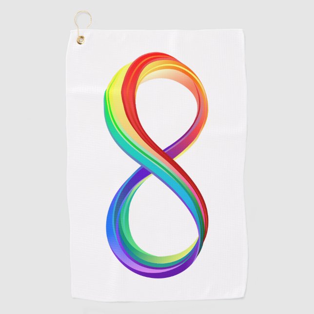 Serviette De Golf Symbole de l'infini arc-en-ciel stratifié (Devant)