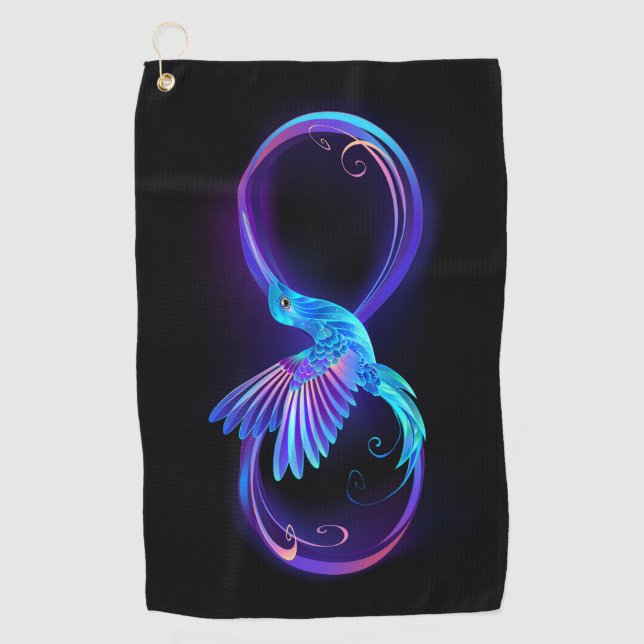 Serviette De Golf Symbole de Neon Infinity par Glowing Hummingbird (Devant)