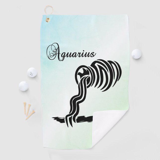 Serviette De Golf Symbole et signe Zodiaque Aquarius Bleu Vert (En situation)