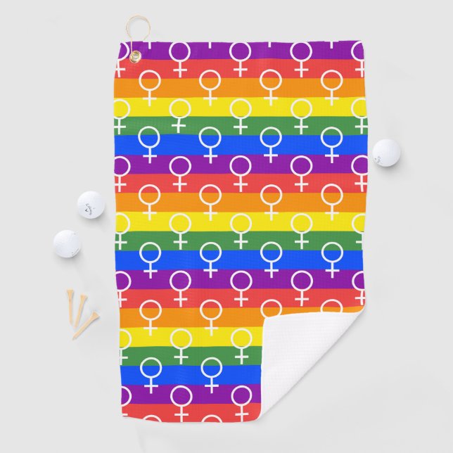 Serviette De Golf Symbole féminin Motif arc-en-ciel (En situation)