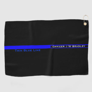 Serviette De Golf Symbole Ligne Bleue Mince Nom de l'agent de police