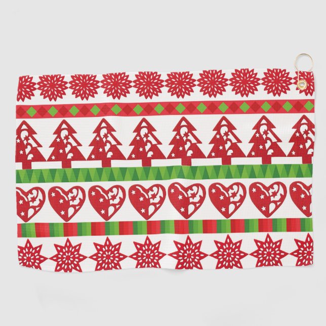 Serviette De Golf Symboles de Noël (Horizontal)
