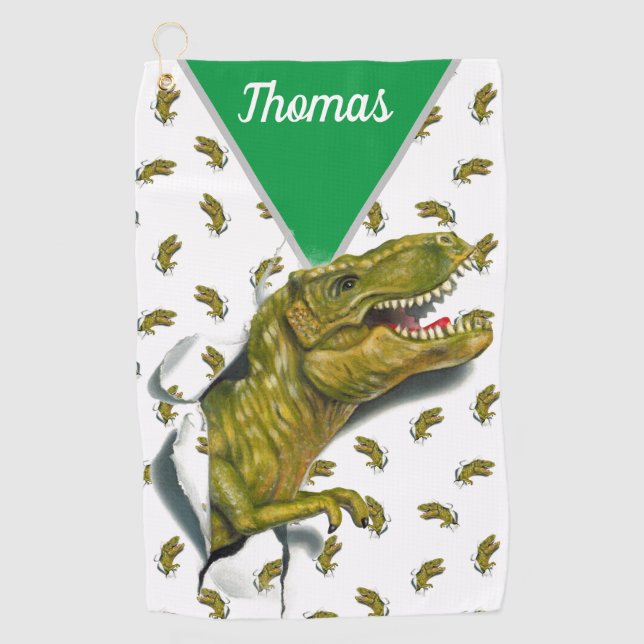 Serviette de golf T-Rex personnalisée (Devant)