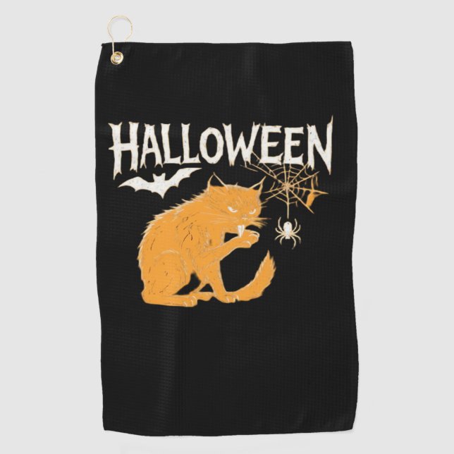 Serviette De Golf T-shirt classique d'Halloween de Vampire Cat (Devant)