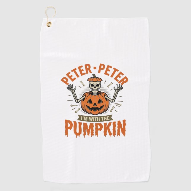 Serviette De Golf T-shirt drôle de squelette d'Halloween Peter Peter (Devant)