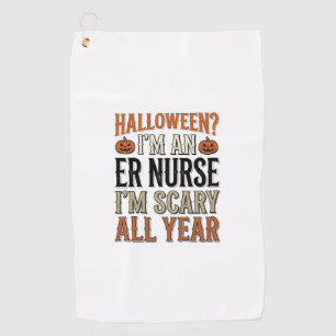 Serviette De Golf T-shirt drôle d'infirmière des urgences Halloween 