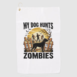 Serviette De Golf T-shirt Halloween vintage de chien de chasse aux z