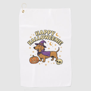 Serviette De Golf T-shirt Happy Halloweenie Dachshund Sorcière Chien
