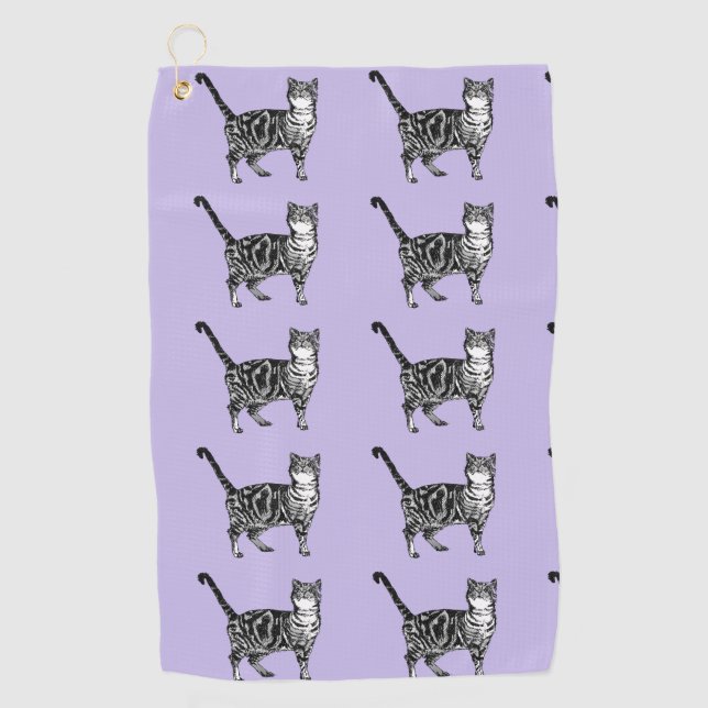 Serviette De Golf Tabby Violet Chat Cute Chats Art Voiture Mats (Devant)