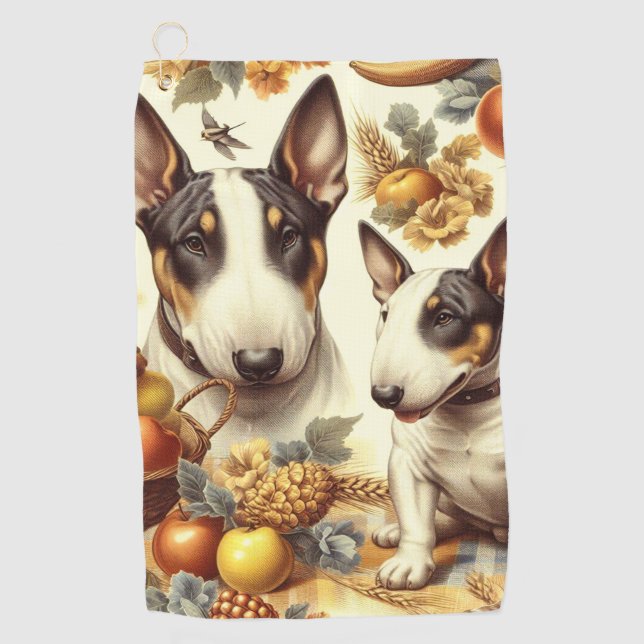 Serviette De Golf Tableau vintage Bull Terrier (Devant)