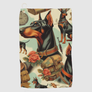 Serviette De Golf Tableau vintage Doberman sans joint
