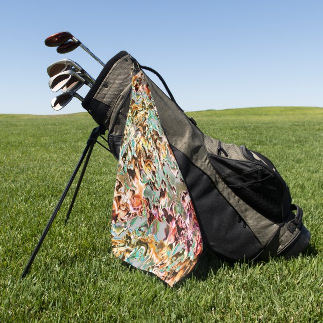 Serviette De Golf Taches avec dégradé ou fume, orange à couleur (Vert)